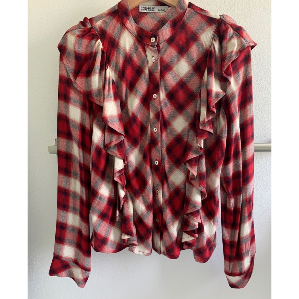 Zara blouse/flannel (W FREE LIPSTICK)